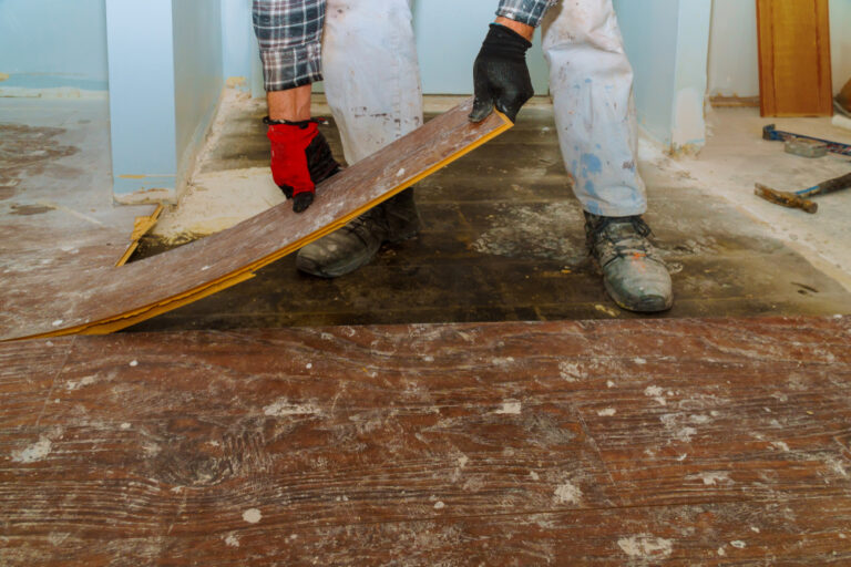 Manual,Worker,Disassembling,Old,Floor,Laminated,Parquet