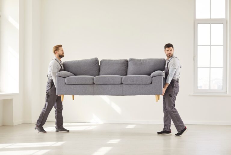 Two,Trained,Furniture,Movers,Team,,Delivering,Sofa,,Upholstery,,Repair,Services