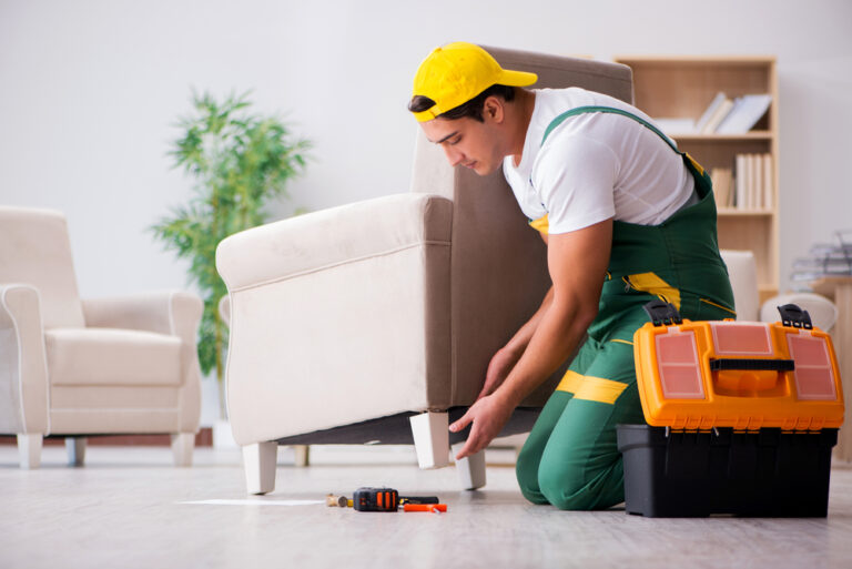 Furniture,Repairman,Repairing,Armchair,At,Home