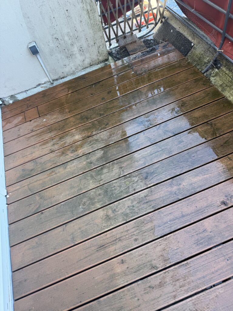 Holzterrasse Reinigung Algen Berlin